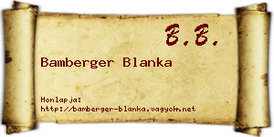 Bamberger Blanka névjegykártya